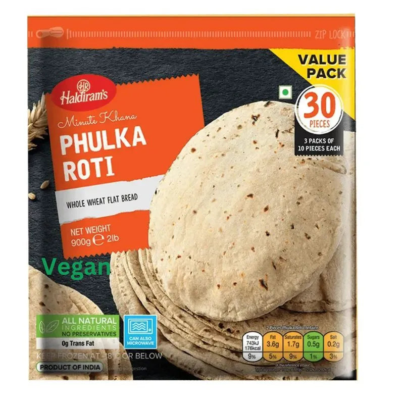 Haldiram's - Frozen Phulka Roti Vegan VP 900g-Global Food Hub