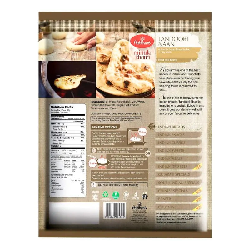 Haldiram's - Frozen Tandoori Naan Vegan 400g-Global Food Hub