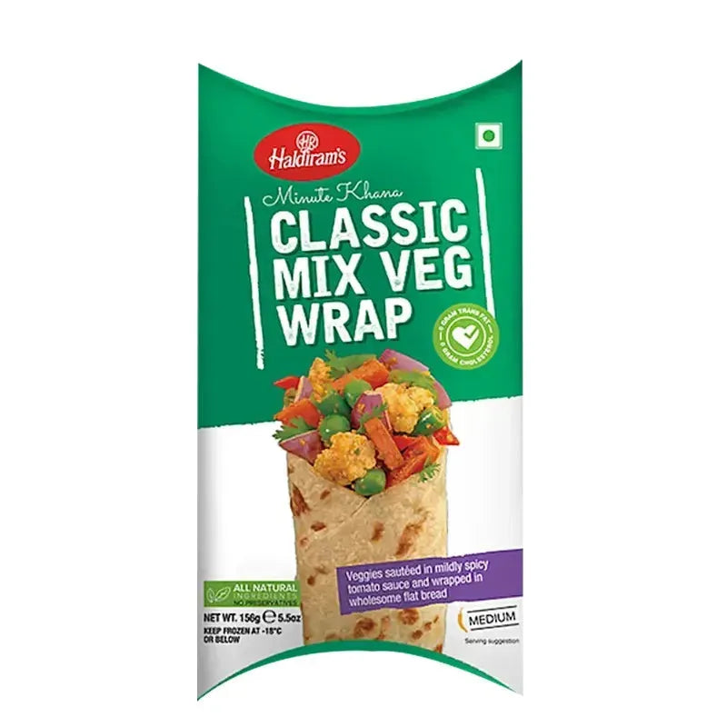 Haldiram's - Frozen Wrap Classic Mix Veg (Vegan) 156g-Global Food Hub