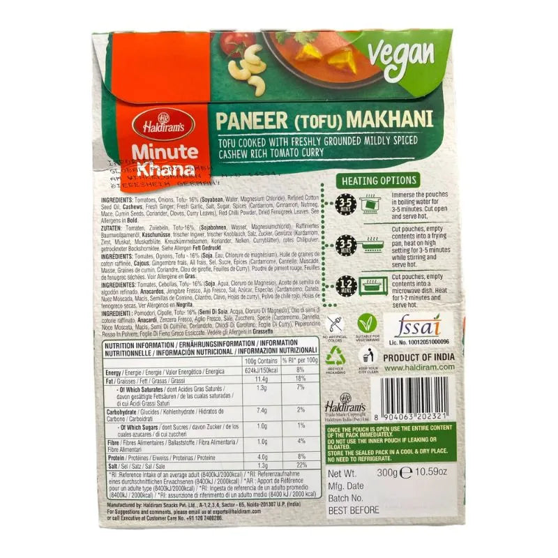 Haldiram's - RTE Paneer (TOFU) Makhani 300g-Global Food Hub