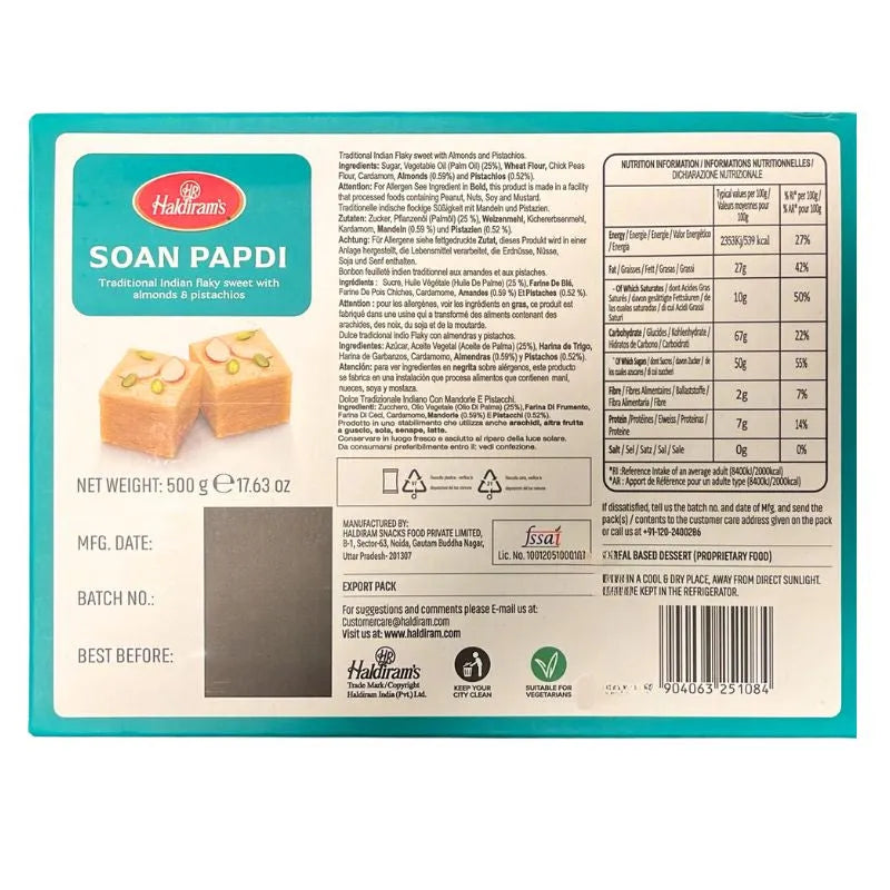 Haldiram's - Soan Papdi Vegan (Vegetable Oil) 500g-Global Food Hub