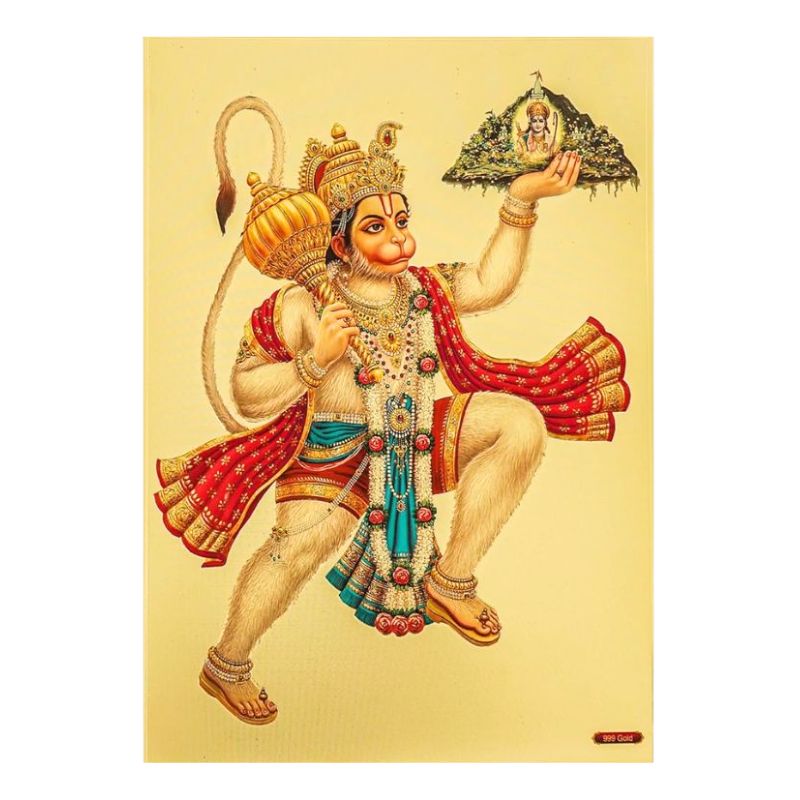 Hanuman Gold Foil Poster - 21cm x 30cm-Global Food Hub
