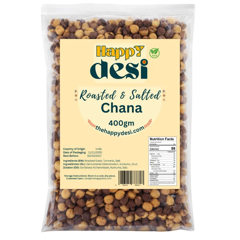 Happy Desi Roasted & Salted Chana - 400g-Global Food Hub