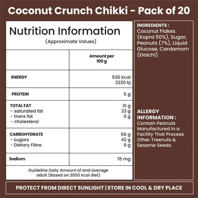 Jabsons Chikki Coconut Crunch - 600g (20X30g)-Global Food Hub