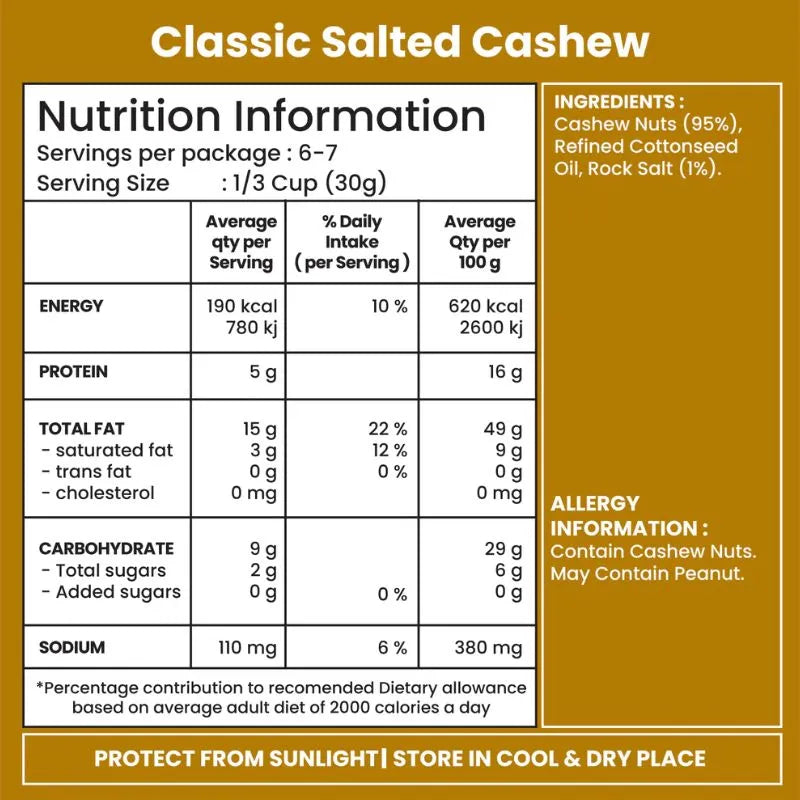 Jabsons Dry Fruit Salted Kaju -100g-Global Food Hub