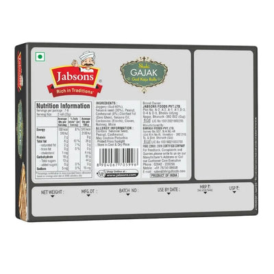 Jabsons Gajak Gud Kaju Rolls - 175g-Global Food Hub