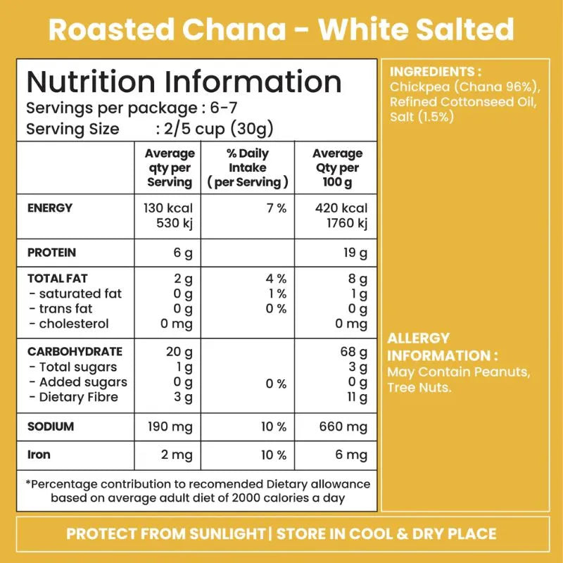 Jabsons White Salted Roasted Chana Chickpea - 200g-Global Food Hub