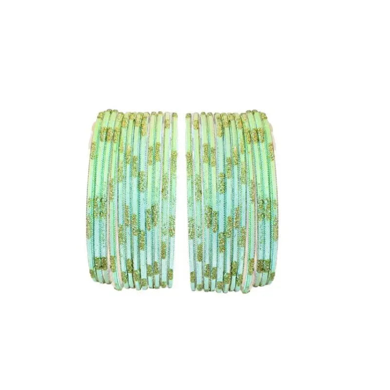 Jesika- B Metal Bangles Size 2.10 - Set of 24 - Pistacho Green-Global Food Hub