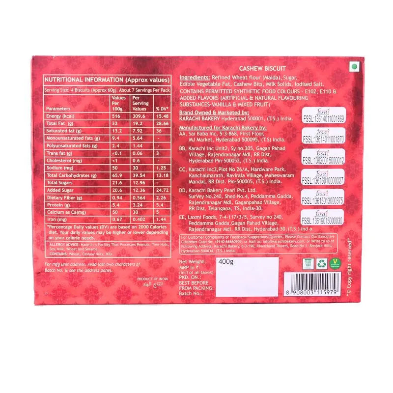 Karachi Bakery Vegan Cashew Biscuits - 400g-Global Food Hub