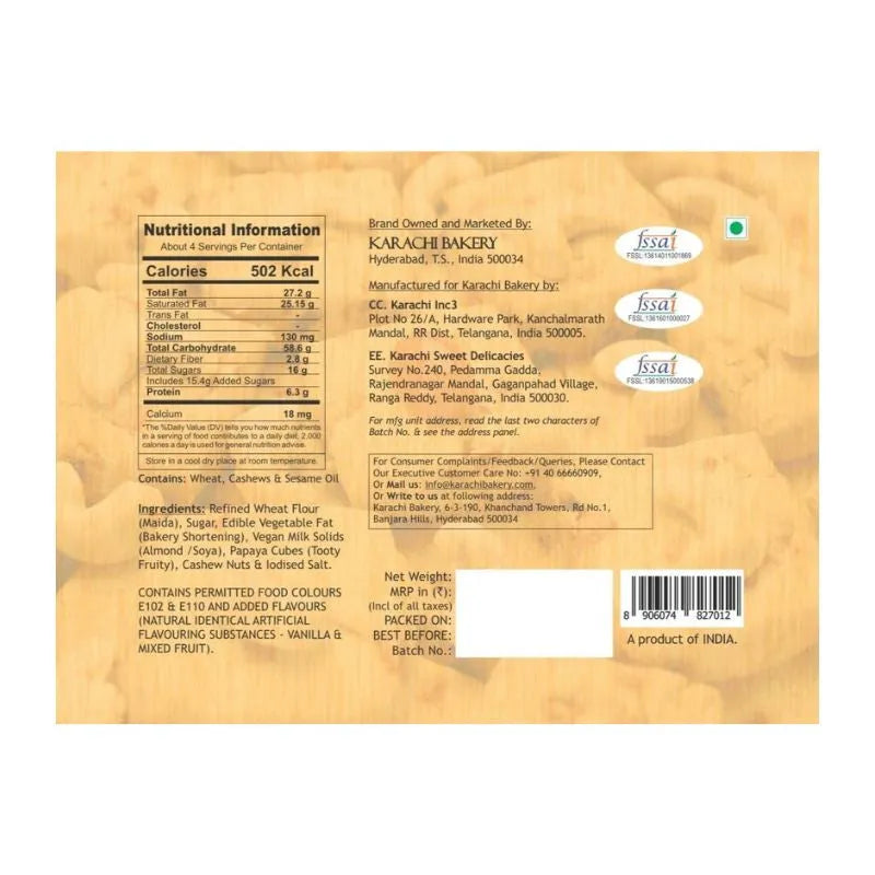 Karachi Bakery Vegan Fruit Biscuits - 400g-Global Food Hub