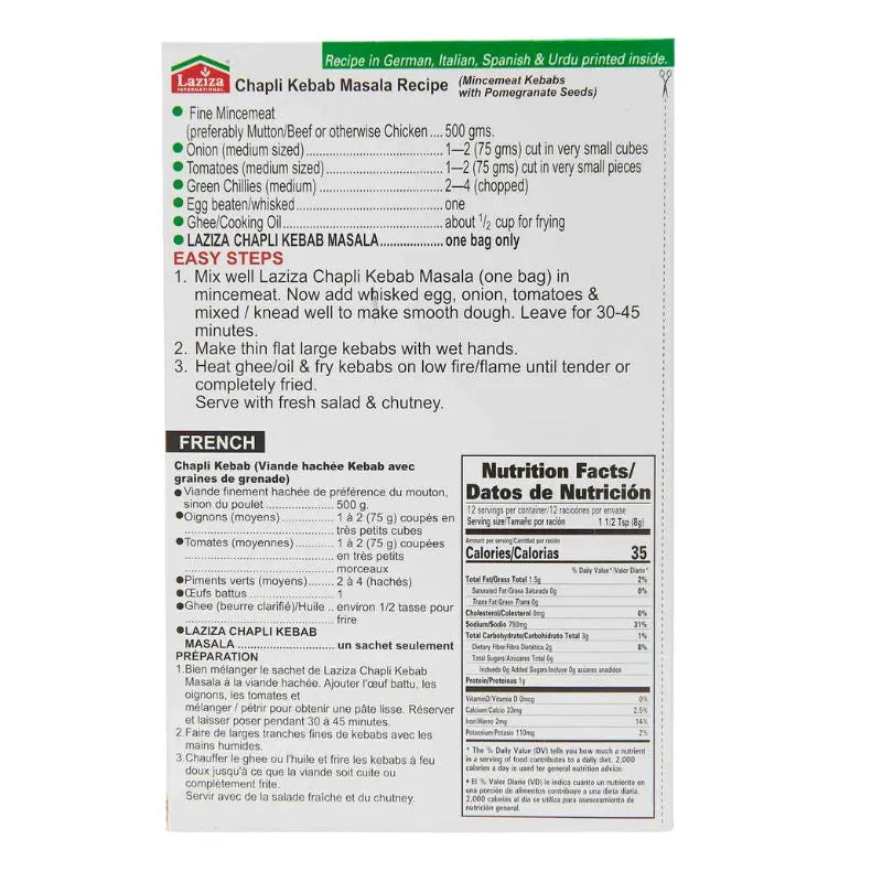 Laziza Chapli Kebab Masala - 100g-Global Food Hub