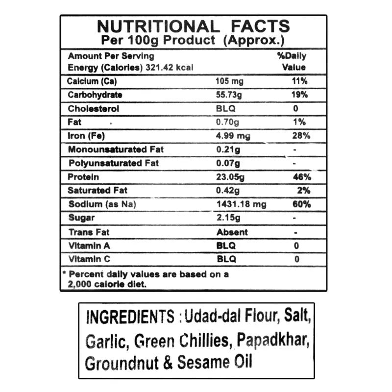 Lijjat Garlic Papad - 200g-Global Food Hub