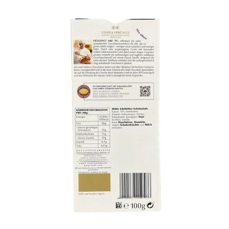 Lindt Excellence Chocolate Edelbitter Intensiv 70% Cacao - 100g-Global Food Hub