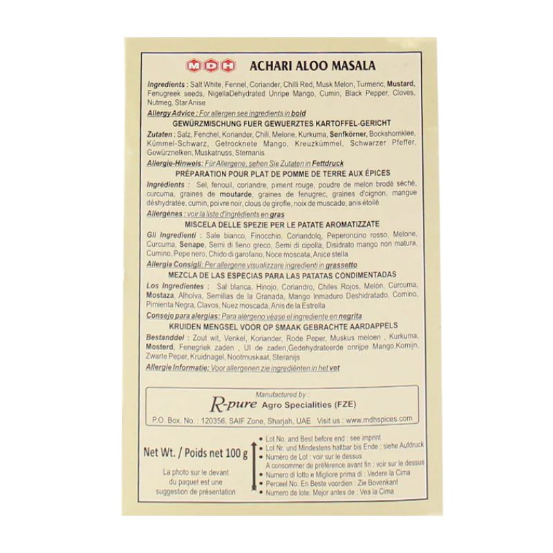 MDH Achari Aloo Masala - 100g-Global Food Hub