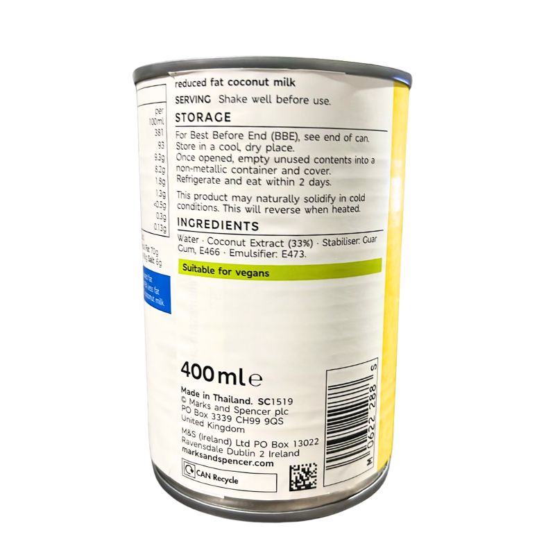 M&S - Coconut Milk Reduced Fat 400ml-Global Food Hub
