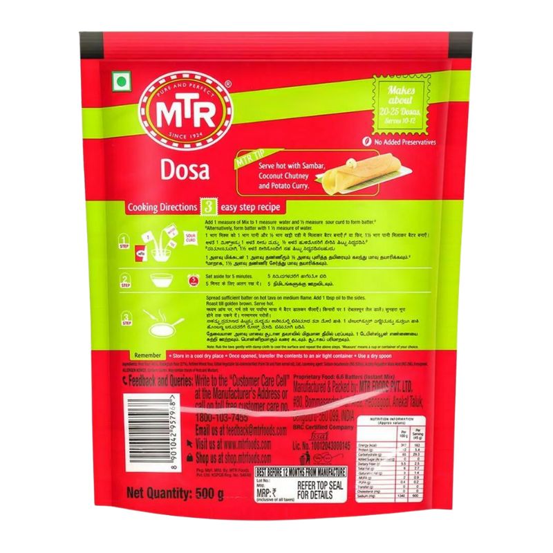MTR Dosa Mix - 500g-Global Food Hub