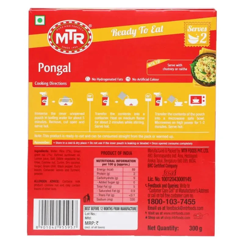MTR RTE Pongal - 300g-Global Food Hub