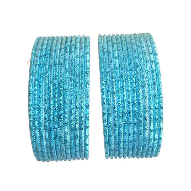 Maya-A Metal Bangles Size 2.10- - Set of 24 - Aqua Blue-Global Food Hub