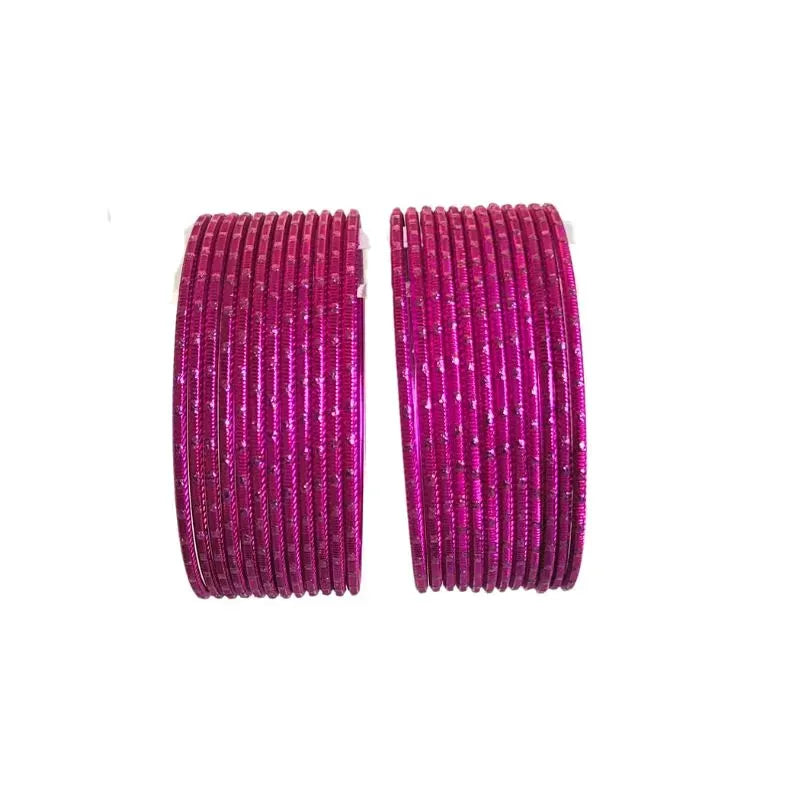Maya Metal Bangles Size 2.10- - Set of 24 - Dark Pink-Global Food Hub