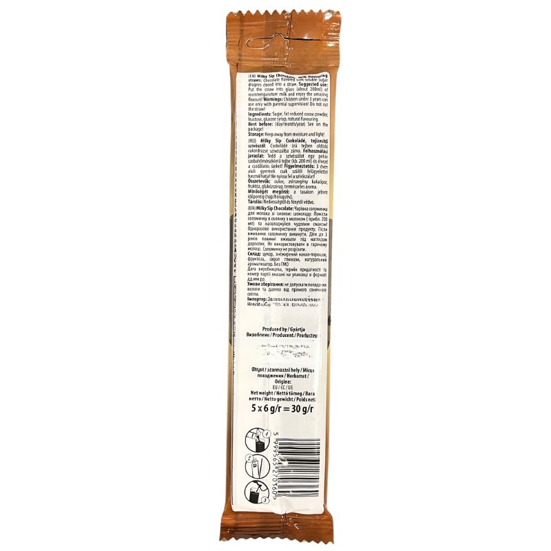 Milky Sip Chocolate Flavoured Straws Gluten Free - 30g-Global Food Hub