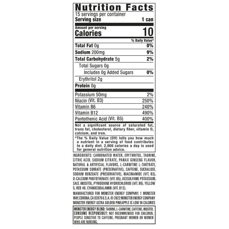 Monster Energy Drink Ultra Golden Pineapple - Zero Sugar -500ml-Global Food Hub