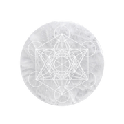 Natural Selenite Crystal Charging Plate with Metatron’s Cube Sacred Geometry-Global Food Hub