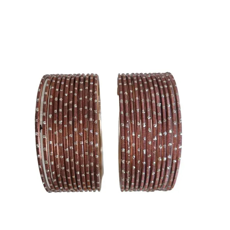 Nav Metal Bangles Size 2.10 - Set of 24 - Chocolate Brown-Global Food Hub