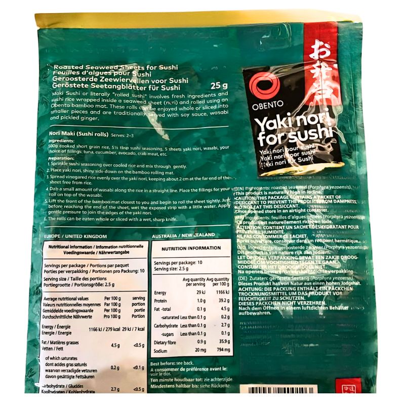 Obento Yaki Nori for Sushi (10 Sheets) - 25g-Global Food Hub