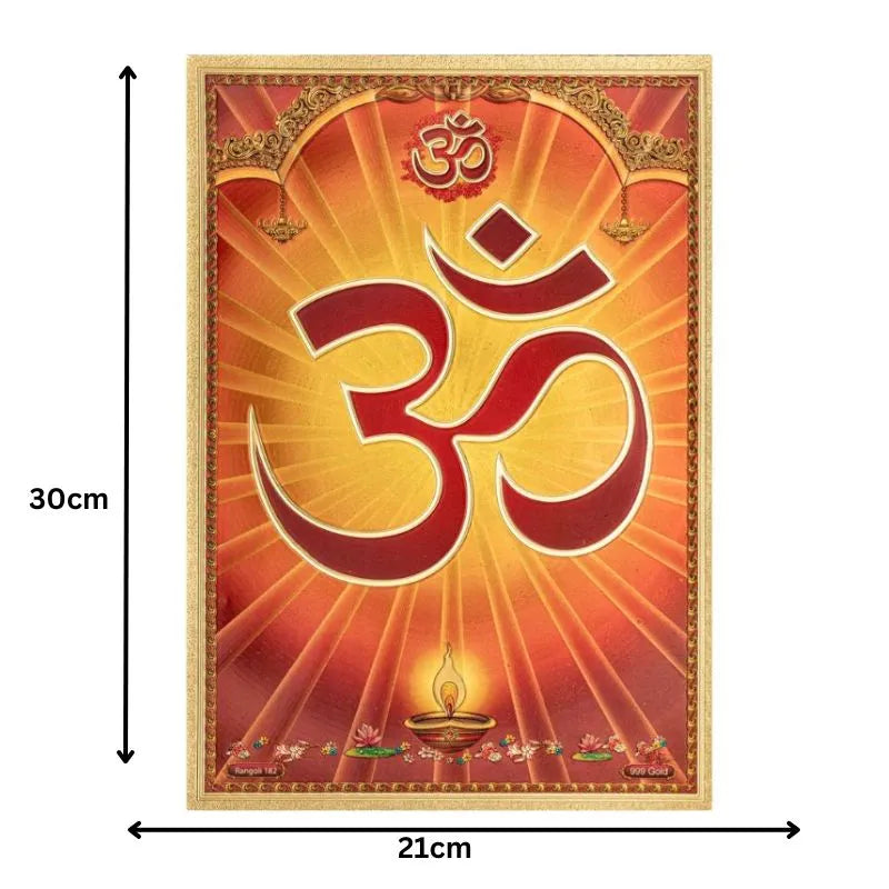 Om Sign Golden Foil Print Unframed Art Work - 21cm x 30cm-Global Food Hub