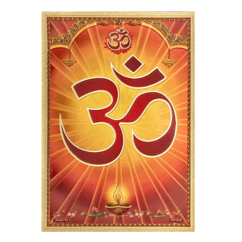 Om Sign Golden Foil Print Unframed Art Work - 21cm x 30cm-Global Food Hub