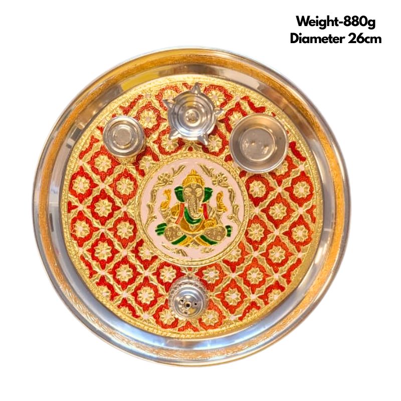 Premium Pooja Thali Diameter 26cm-Global Food Hub