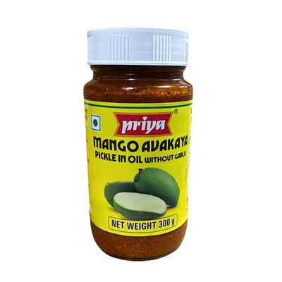 Priya Mango Avakaya Pickle without Garlic - 300g-Global Food Hub