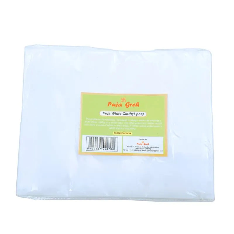 Puja Greh Pooja White Cloth 85X75cm-Global Food Hub