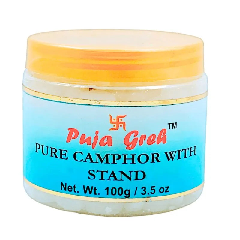 Puja Greh Pure Camphor With Stand - 100g-Global Food Hub
