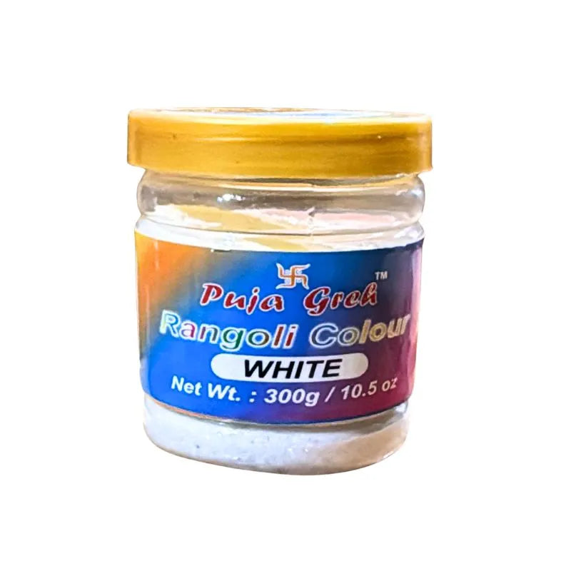 Puja Greh White Rangoli Colour - 300g-Global Food Hub