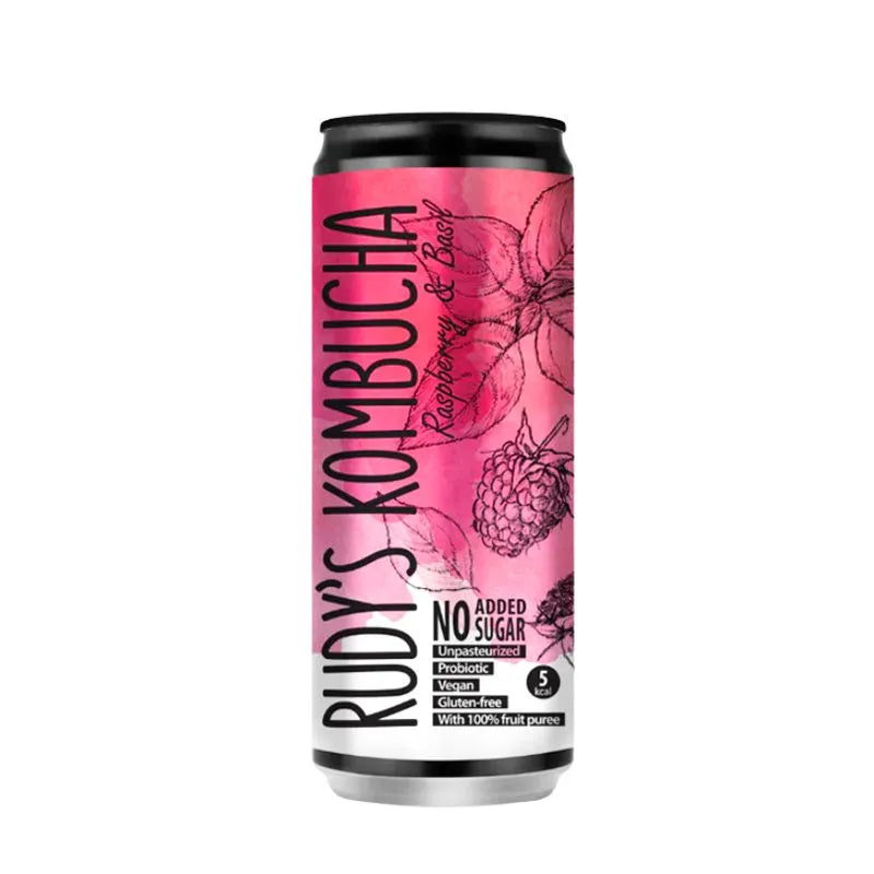 Rudy’s Kombucha Raspberry & Basil- 330ml-Global Food Hub
