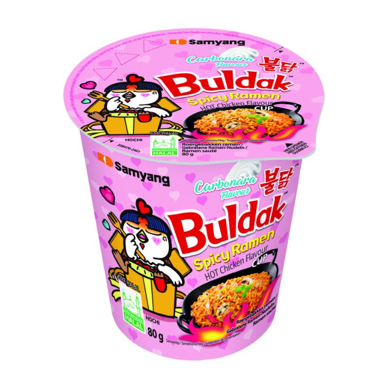Samyang Buldak CUP Noodles Hot Chicken Spicy Ramen Carbonara - 80g-Global Food Hub