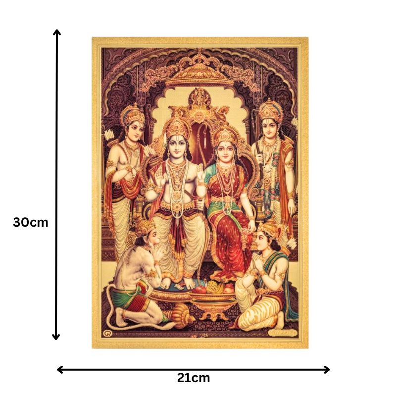 Shree Ram Darbar Gold Foil Poster - 21cm x 30cm-Global Food Hub