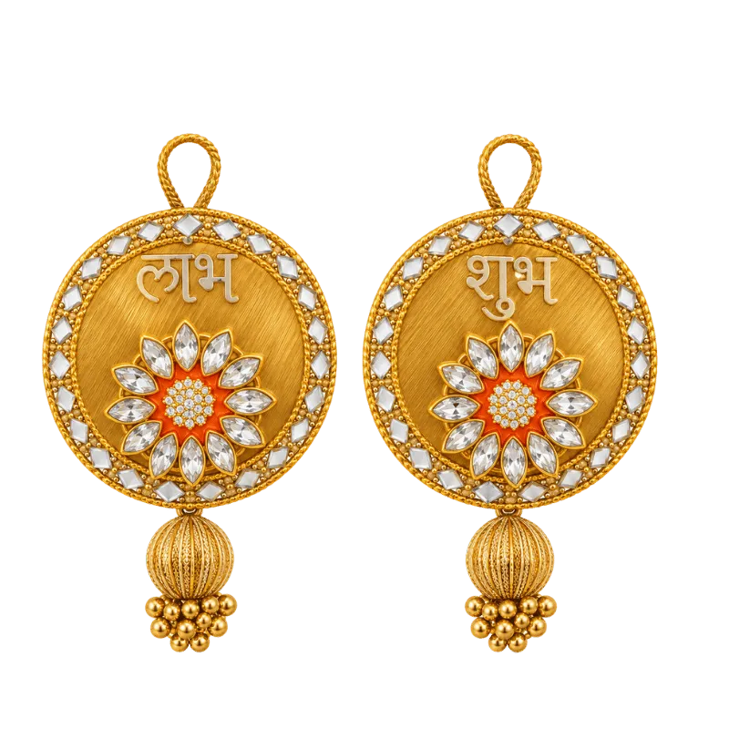 Shubh- Labh Door hanging- Orange-Global Food Hub