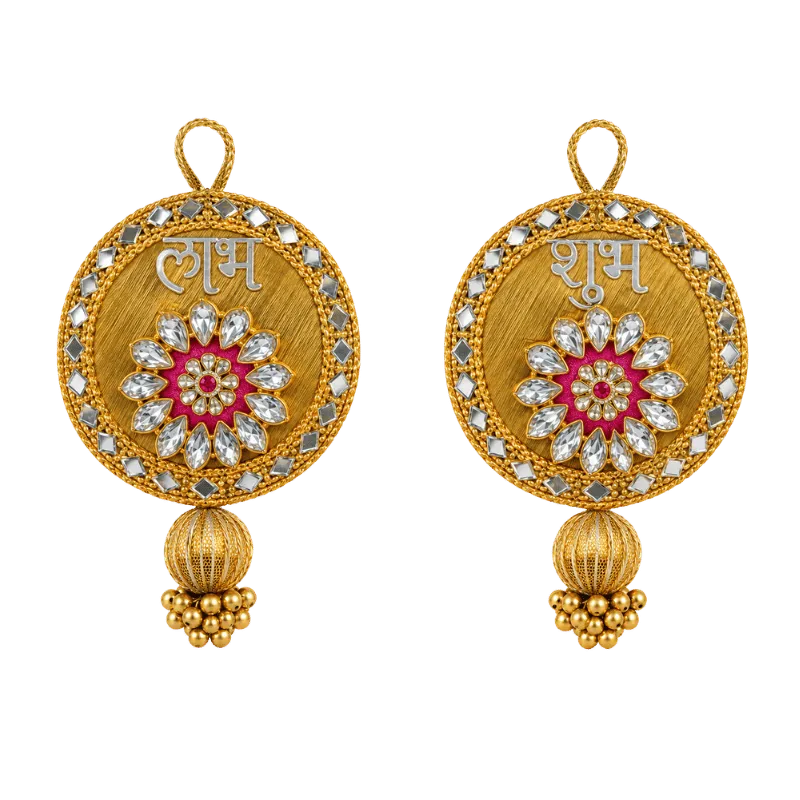 Shubh- Labh Door hanging- Pink-Global Food Hub