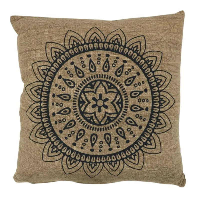 Sizo Handmade Cushion Cotton Mandala Cream Beige 45 x 45cm-Global Food Hub