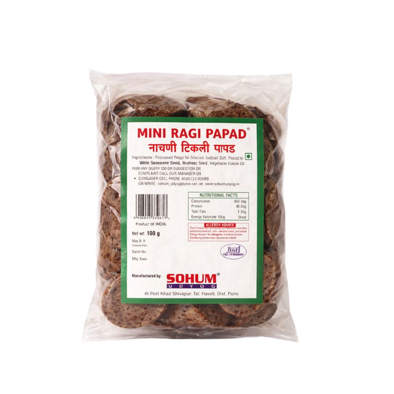 Sohum Mini Ragi Papad - 200g-Global Food Hub