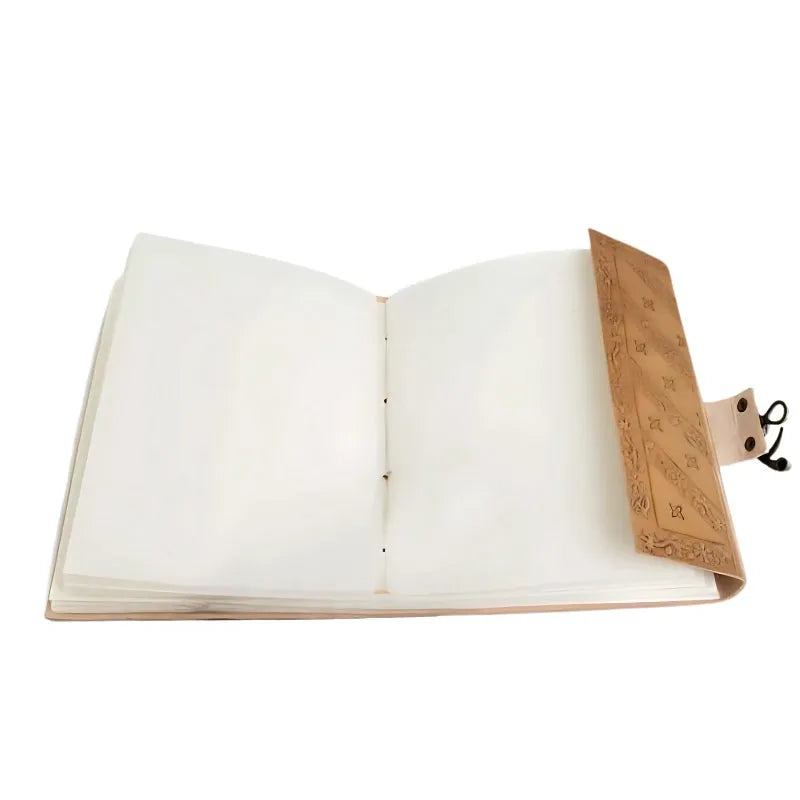 Spiritual Notebook Leather with Sun/Moon (17.5 x 13 cm) – Handmade-Global Food Hub