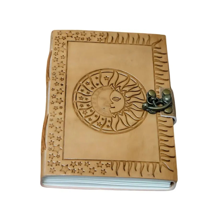 Spiritual Notebook Leather with Sun/Moon (17.5 x 13 cm) – Handmade-Global Food Hub