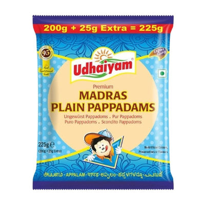 Udhaiyam Madras Plain Papad- 225g-Global Food Hub