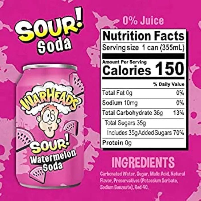 WarHeads Watermelon Sour Soda - 330ml-Global Food Hub