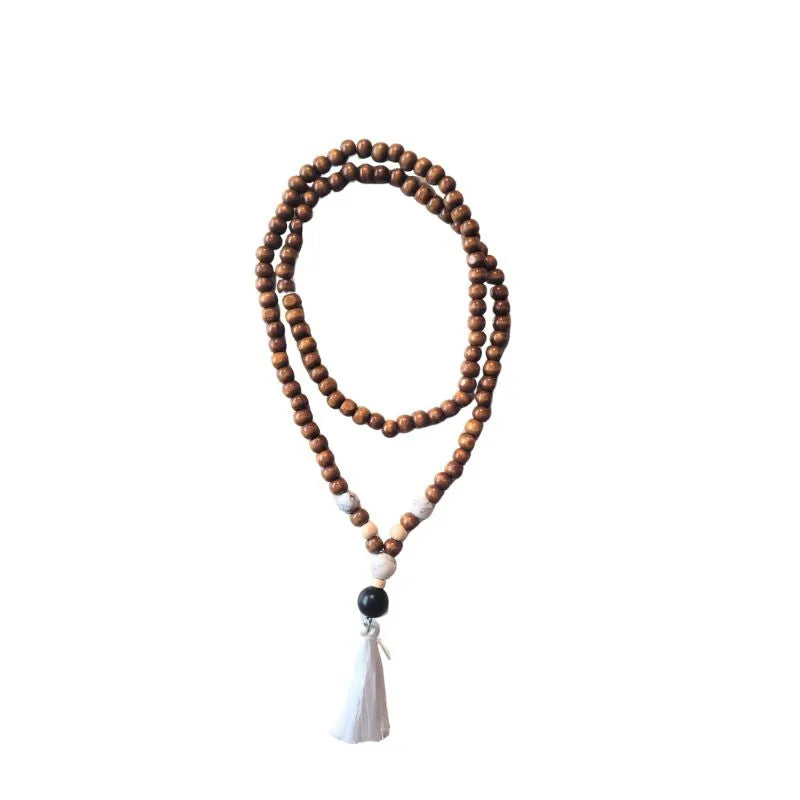 Wooden Beads Necklace White-Global Food Hub