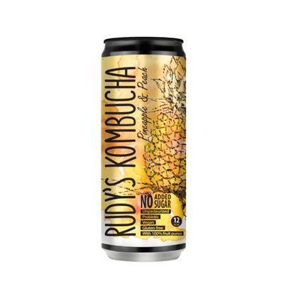 Rudy’s Kombucha Pineapple & Peach- 330ml