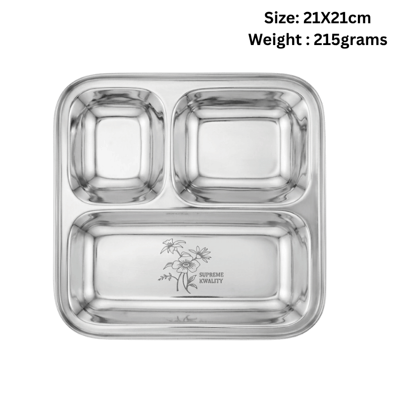 Stainless Steel Plate / Thali 21X21 cm
