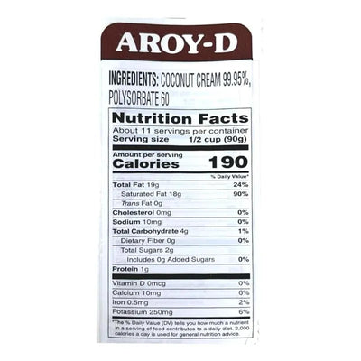 AROY-D - Coconut Cream UHT 21% Fat - 250ml-Global Food Hub
